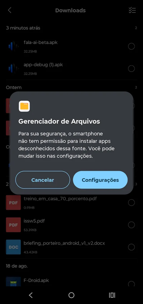 Aviso de que a fonte ainda não está autorizada.