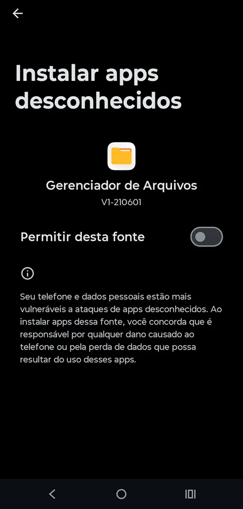Ative “Permitir desta fonte” para o Gerenciador de Arquivos.