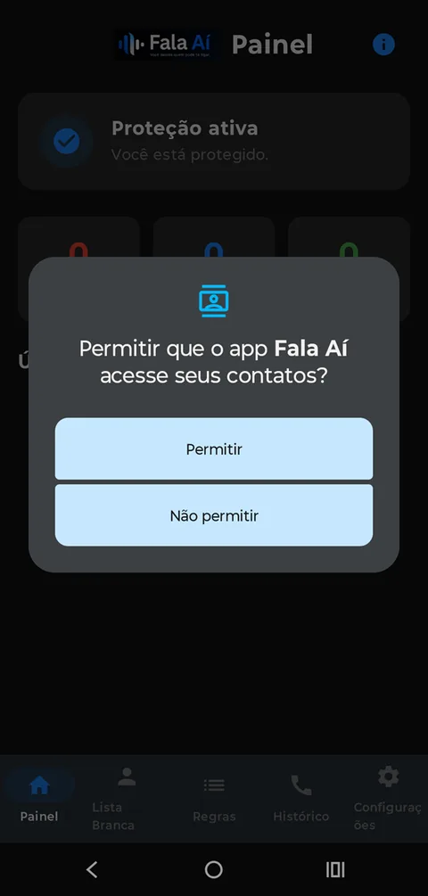 Permita acesso aos contatos.